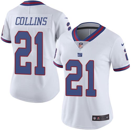 Nike Giants #21 Landon Collins White Women's Stitched NFL Limited Rush Jersey